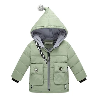 

Boys Girls Down Jacket Autumn Winter Hooded Outwear Jacket With Bags Children Warm Clothing