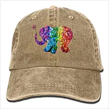 Красочные Счастливый Слон Винтаж мыть окрашенный хлопок саржа Низкопрофильная регулируемая бейсболка