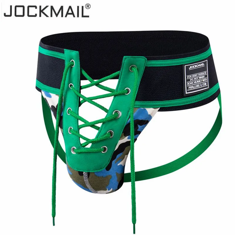 Стринги JOCKMAIL мужские камуфляжные пикантные бандажные трусы Тонги на завязках