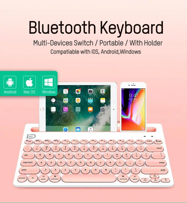 Классический дизайн Dot Keys Bluetooth беспроводная клавиатура с разъемом для