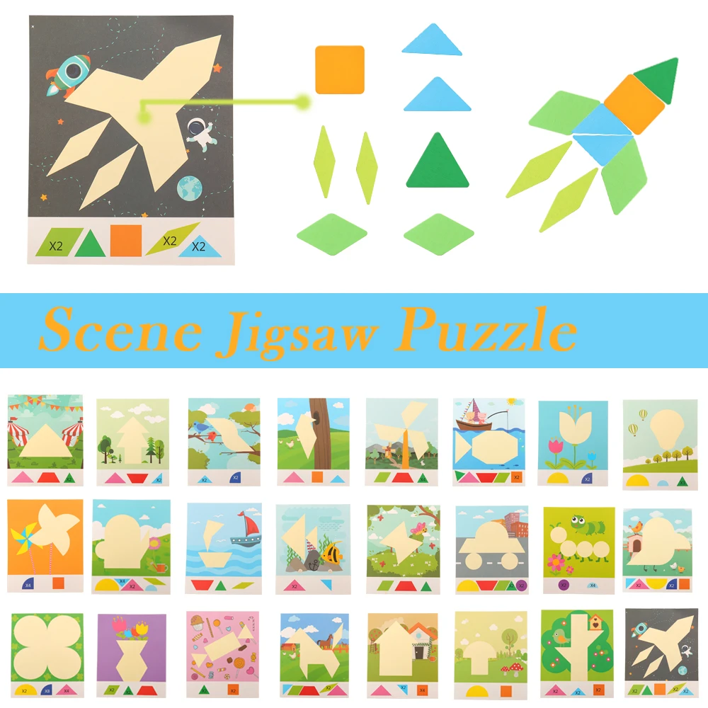 New Creative Kids Educational Kids Toys 250pcs Wooden Pattern Block Set Montessori Developmental brain teaser Toy For Children