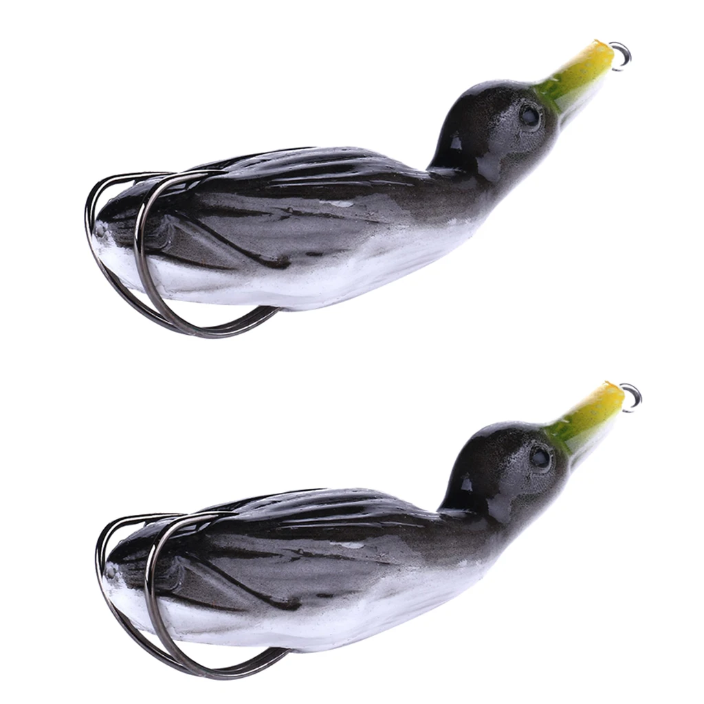 Perfeclan 2pcs 10.5cm Artificial Duck Fishing Lure Soft Silicone Sinking Wobblers Frog Baits Pesca Pike Carp Fishing Lures Tool