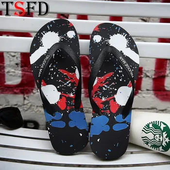

Fashion Graffiti Flip Flops Man Simple Leisure Indoor Slippers Light Flat Mens Flip Flops Soft Summer Men's Shoes Large Size Y24