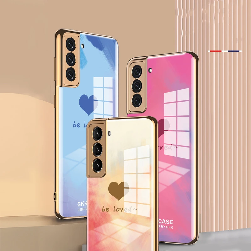 Watercolor Pattern Case for Samsung Galaxy S21 Ultra Phone Tempered Glass Hard Cover Plus Shockproof | Мобильные телефоны и