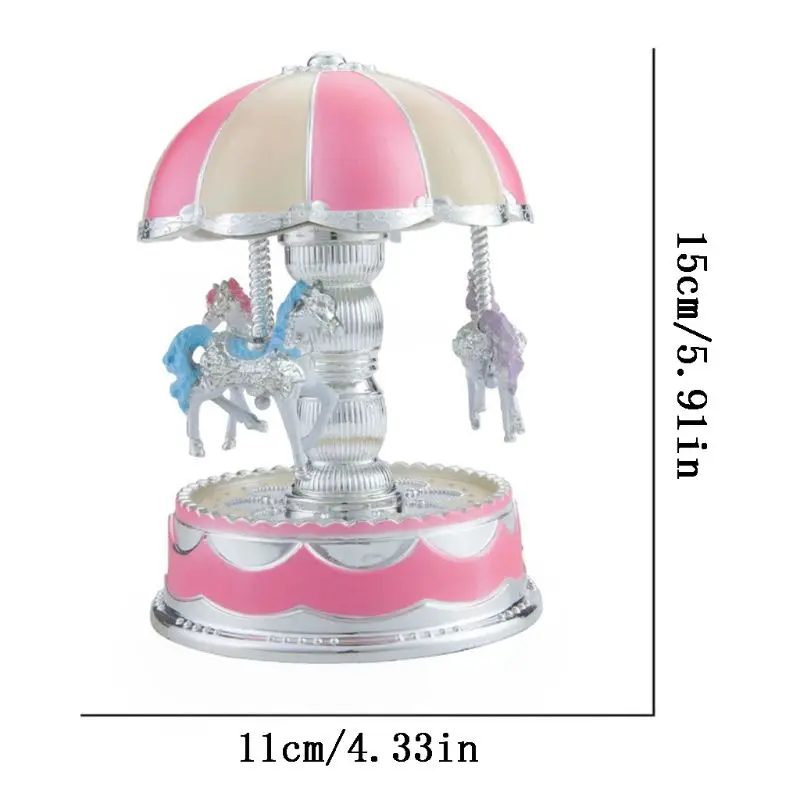 Светодиодный светильник с изображением лошади, карусель, круглая музыкальная шкатулка для детей, подарки на Рождество, день рождения, 634F