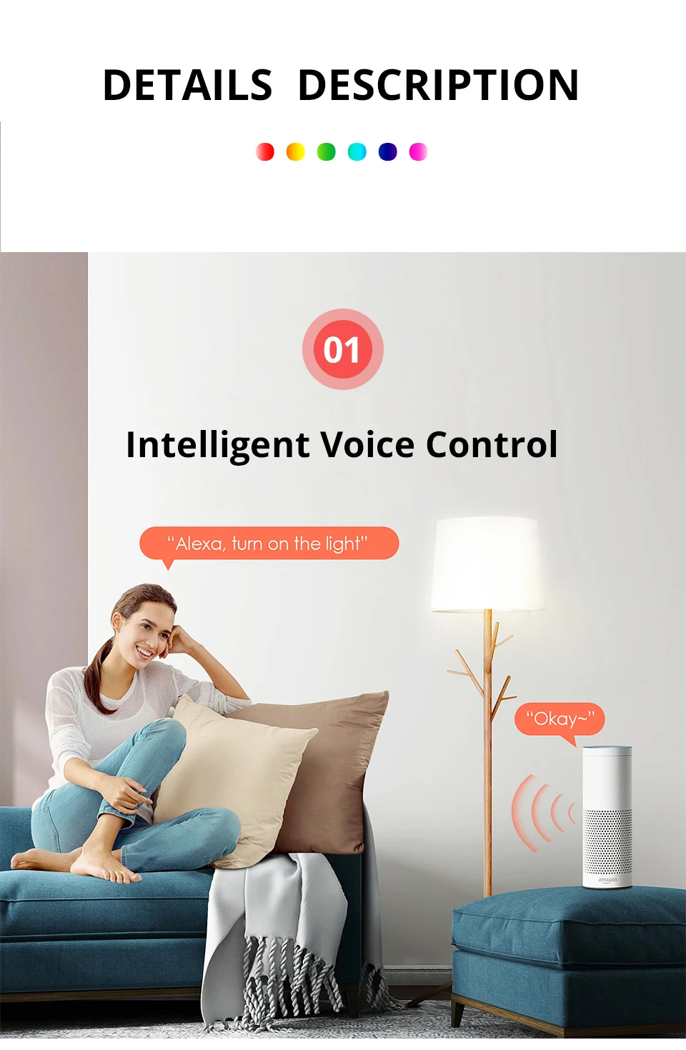 E27 Smart WiFi Bulb RGB+WW+CW Fit Alexa Google Assistant 15W 85-265V E14 B22 Dimmable Smart Wake up Light Voice APP Control