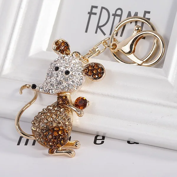 CHY-5371Champagne EASYA милые стразы брелок с мышью прекрасный кристалл животное Подвеска Шарм для сумки автомобиля брелок ювелирные изделия подарок - Цвет: CHY-5371Champagne