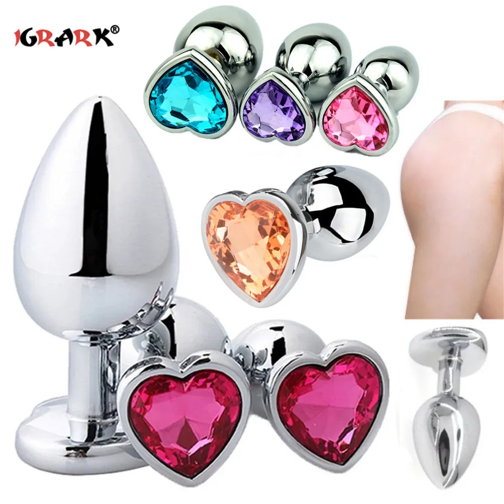 Crystal Anal Plug Heart Shape Buttplug Stainless Steel Anus Sex Toys for Women Men Orgasm DiIdo Ass Prostate Gay Adult Products