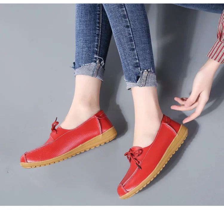 AH1805-2020 Spring Autumn Shoes Woman Genuine Leather Walking Flat Shoes Woman-13