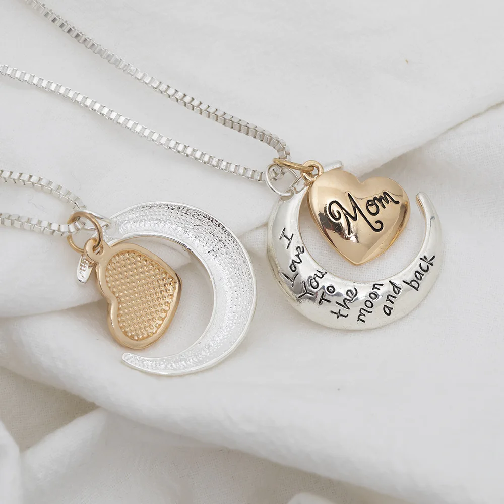 "I Love You to the Moon & Back" Heart Pendant Necklace for her