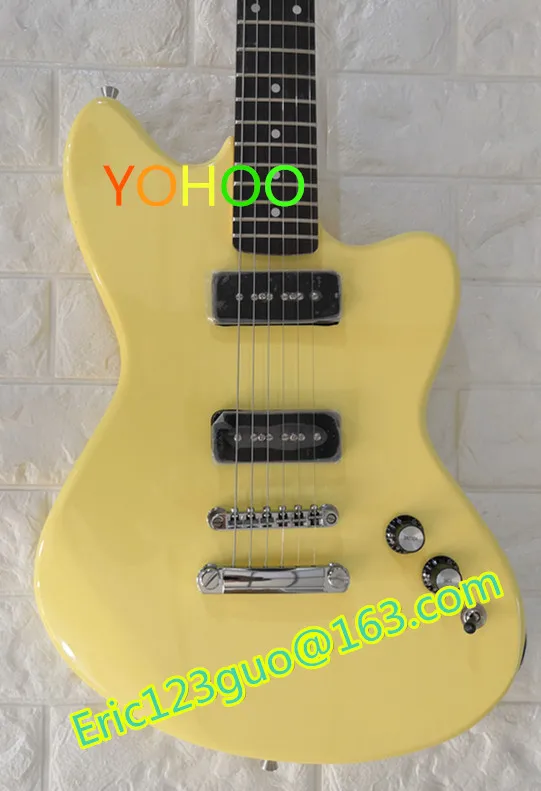 Заводская изготовленная на заказ электрическая гитара, желтая ягуаровая электрогитара хромовое оборудование. Индивидуальные, paypal доступны! J-1