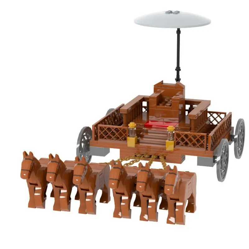 Moc Building Blocks Accessori Medievali Antica Cina Re Soldato Figure Grande Carro Carro Giocattoli Per Ragazzi