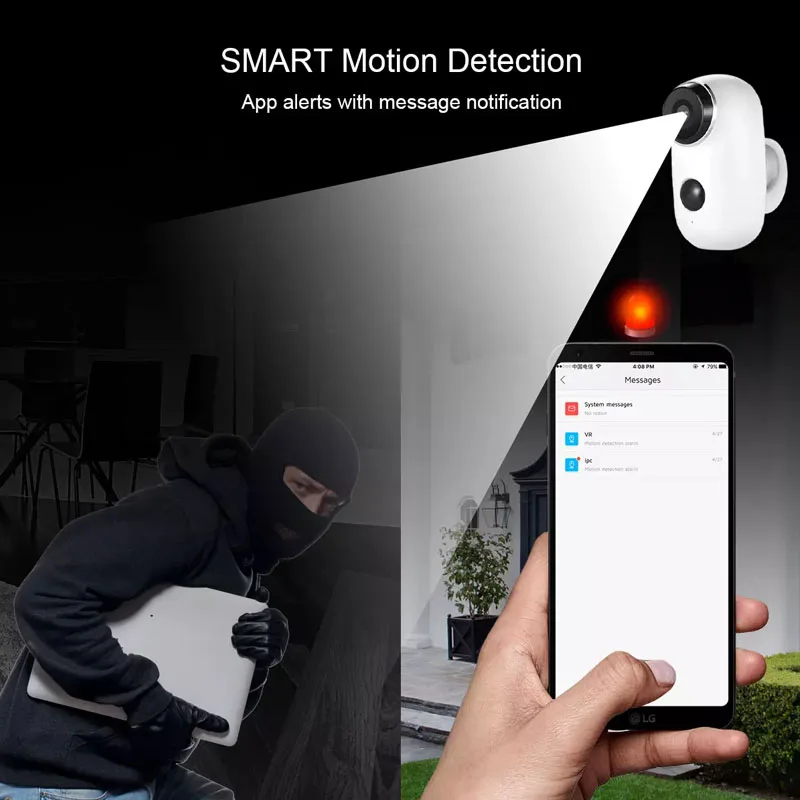 5WiFi IP Security Camera 1080p Rechargeable Outdoor Battery Powered Solar Panel C