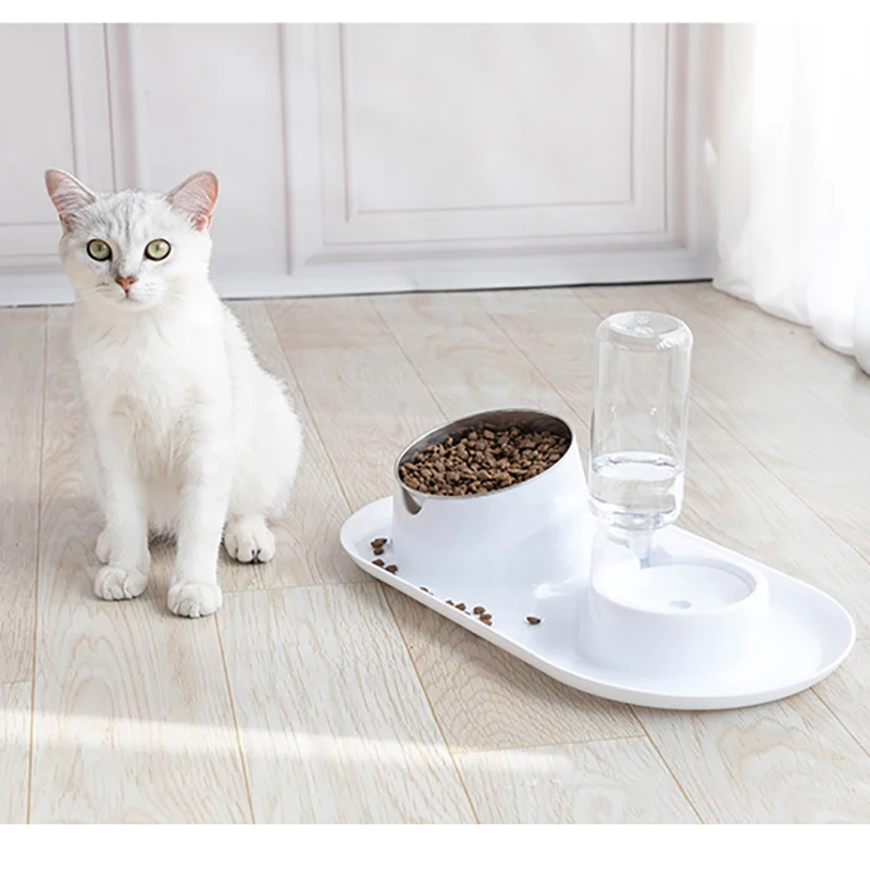 

Pet Dog Cat Bowl Automatic Feeder Kitten Double Bowls Feeding Placemat Washable Water Drinking Dispenser for Dogs Cats Supplies