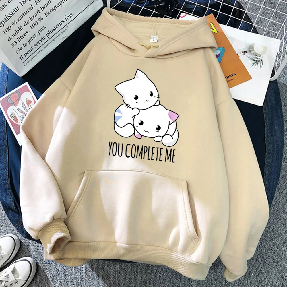 

Woman Hoodie Cute Animal You Complete Me Printing Hoody Female Sports Oversize Tops Autumn Hip-Hop Kawaii Animal Ladies Tracksui