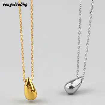 

Fengxiaoling New Arrivals 100% Genuine 925 Sterling Silver Water Drop Pendant Necklaces For Women Fine Jewelry Cute Accessories