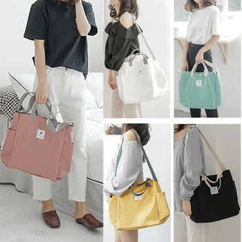 

JHD-New Canvas Shoulder Bag Environmental Shopping Bag Handbag Messenger Bag Wallet Ladies Casual Handbag