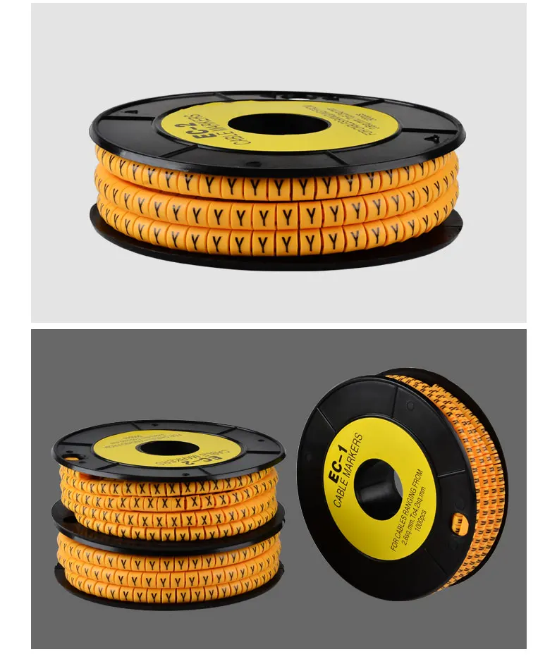 Description Picture 3 of item1 Roll Cable Markers Letter Number Tube EC 1 2.5 4 6 Square Mark Wire Label Pipe Network Line Sleeve Concave Antiskid PVC