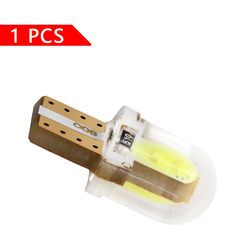 1/2 10 шт Автомобильный светодиодный свет T10 W5W 12V Led приборный кластер силиконовый Cob 2W Автомобильный плафон внутреннего освещения лампа Янтарный Желтый Оранжевый Красный Белый - Испускаемый цвет: 1pcs