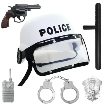 

Policeman Role Pretend Play Boys Toy Baby Police Cap Walkie Talkie Police Baton Emblem Set For Children Kids Role Play Toys