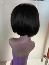 Angelbella-Peluca de cabello humano brasileño liso con división para mujeres negras, malla con división, parte lateral Bob, 150 de densidad, Bob corto en T