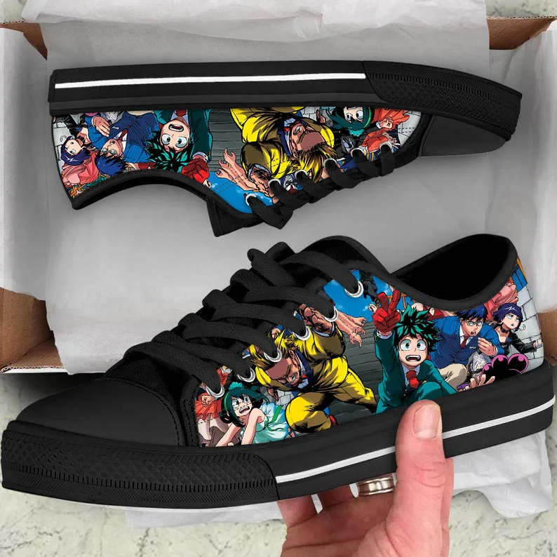 Hot Seller ELVISWORDS Japón Anime mi héroe Academia Todoroki Shoto patrón Casual zapatillas de deporte de los hombres bajo clásico de los hombres del estilo zapatos de primavera otoño r0QK3gnlXJ8