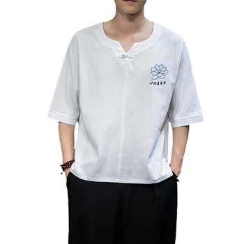 

Summer mens embroidery t shirt short sleeve large size s-5xl Chinese style t shirt men 7 color choice tshirt Fashion man top