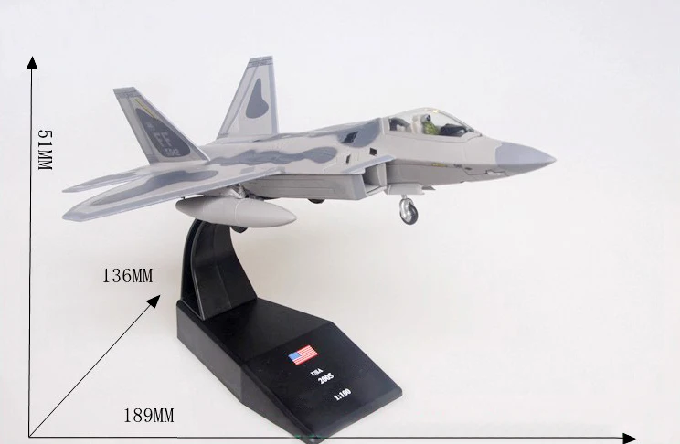 1/100 ВВС США F-22 модель истребителя модель самолета из сплава Коллекционная модель продукции
