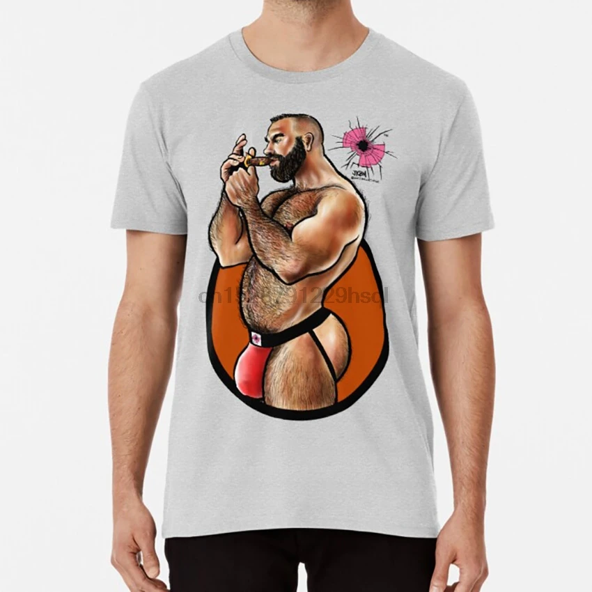 Bullethole сигара папа дующий дым футболка гей интерес musclebear мышцы медведь bubblebutt booty