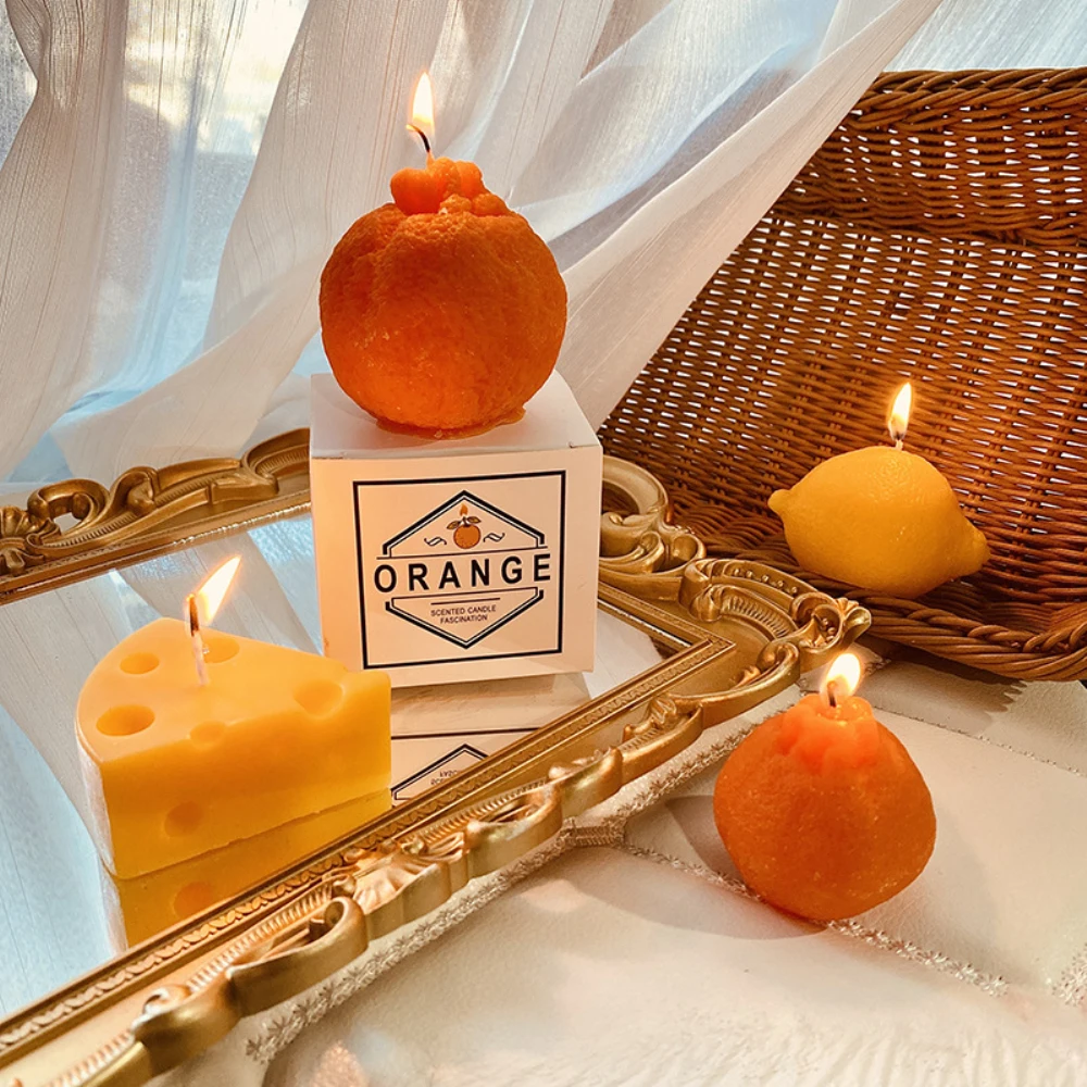 2pcs Creative Fruit Shape Scented Candle Hand-made Soy Wax Aromatherapy Relaxing Fragrance Home Decoration | Дом и сад