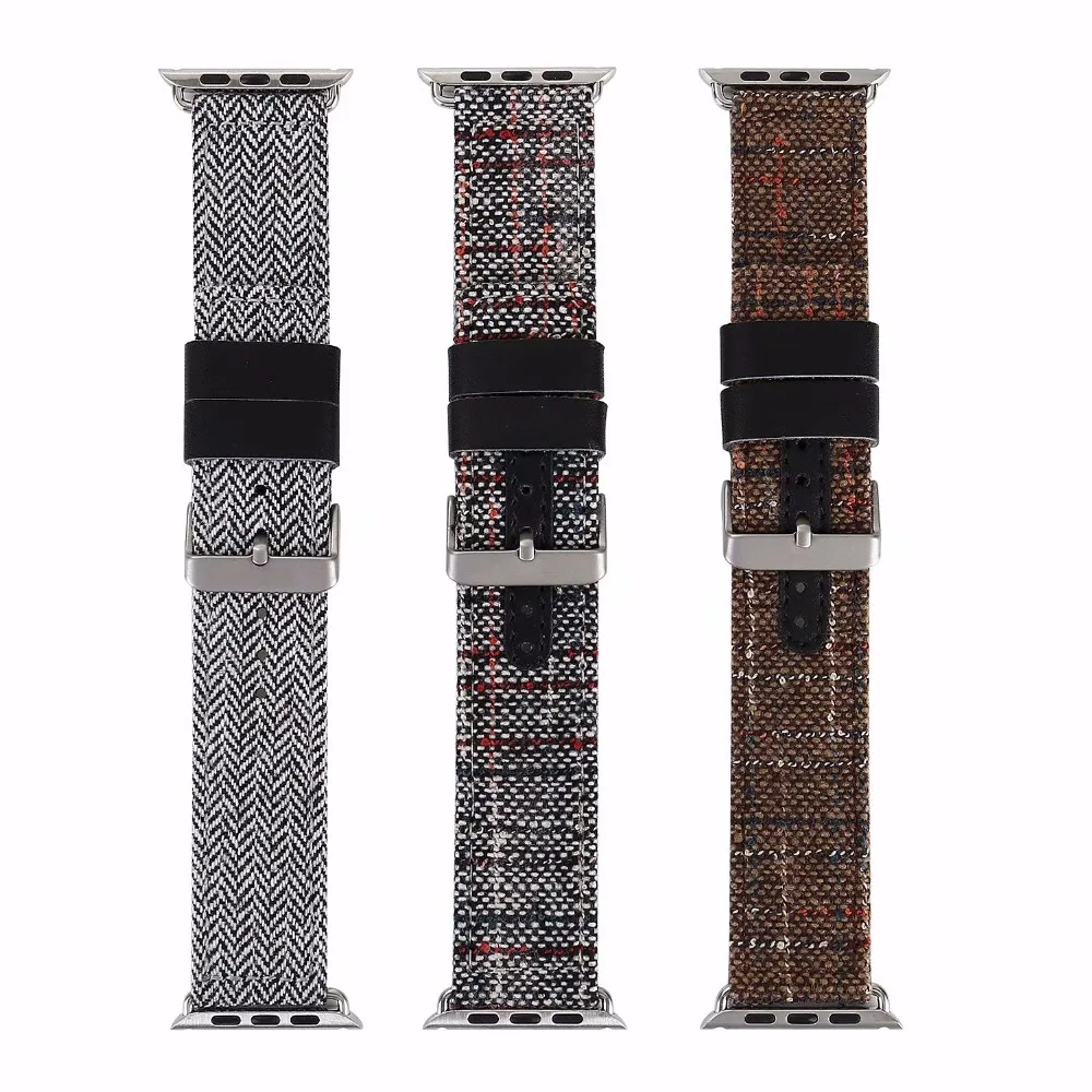 Tschick полоса шаблон холст тканая ткань для Apple Watch Band Регулируемая металлическая пряжка для часов серии 4 3 2 1 Спорт и издание