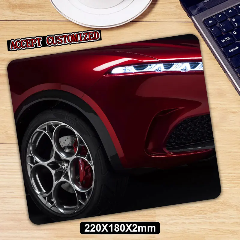 Car Printed Mouse Pad For Keyboard Computer PC Natural Rubber Office Gaming Gamer Carpet Mice Mat Alfa Romeo Desk Mousepad - Цвет: 22x18cm