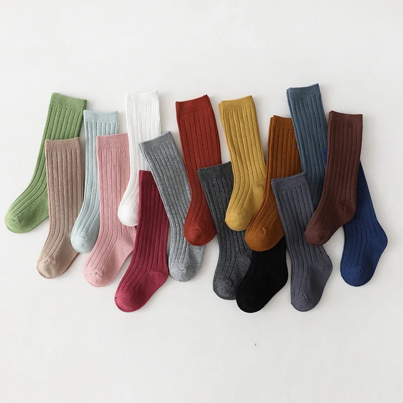 Kids Socks Spanish Children Socks Stripe Boys And Girls Cotton Sock Breathable Knee High Baby Long Socks School Uniform 0-7Years
