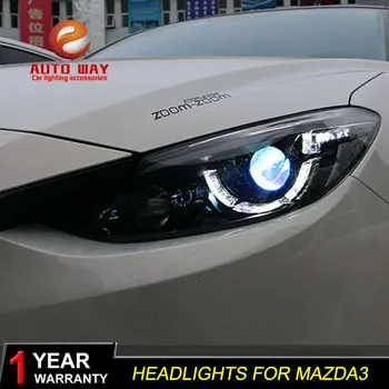 

Car Styling Head Lamp case for Mazda3 mazda 3 Axela Headlights 2014 2015 2016 LED Headlight DRL Lens Double Beam Bi-Xenon HID