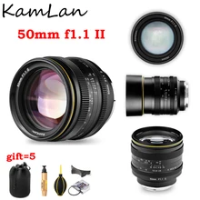 Kamlan 50mm f1.1 ii APS-C grande abertura lente de foco manual para canon eos m sony e fuji x m4/3 montagem para lente de câmera sem espelho