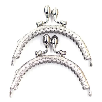 

10Pcs Silver Tone Flower Lace Semicircle Carved Metal Kiss Clasp Lock Arch Frame For Purse Bag Handbag Accessories 8.5x7cm