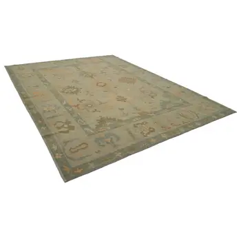 

275x353 Cm Green Handmade Oushak Rug-9x12 Ft