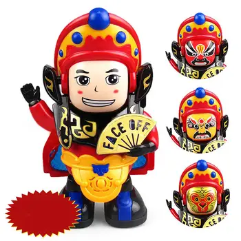 

Kuulee Children Traditional Opera Face Mask-Changing Doll Kids Electric Dancing Toy with Sound Light Delicate Birthday Gift
