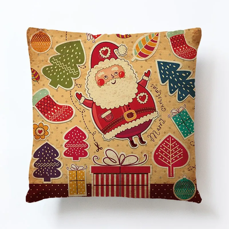 

Pillowcase Santa Claus Sofa Cushion Cover Living Room Decoration 45x45CM Nap Pillowsham Baby Children Gift