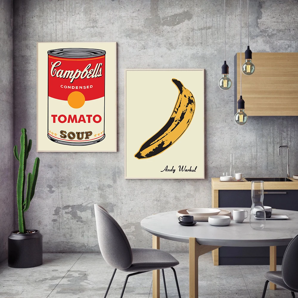 Andy Warhol Campbell S Pop Art Soup Banana Print Exhibition Posters Minimalist Retro Realism Gallery Home Wall Decoration Painting Calligraphy Aliexpress