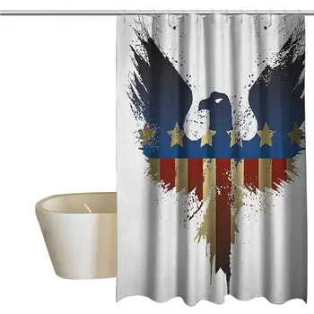

Eagle Funny Shower Curtain The American Flag on Silhouette of National Bird of The Country Majestic Animal Fabric Shower