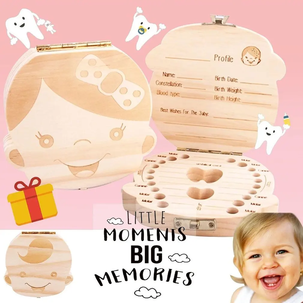 Wooden Baby Hair Deciduous Teeth Storage Box Umbilical Cord