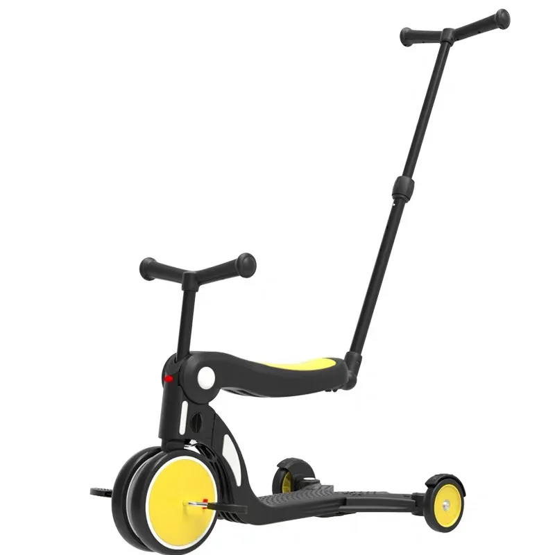 Yellow T bar Детский скутер Kickboard+ трицикл+ балансировочный велосипед для От 1 до 6 лет ребенок кататься на игрушке мальчик девочка малыш скутер регулируемый - Цвет: Yellow T bar