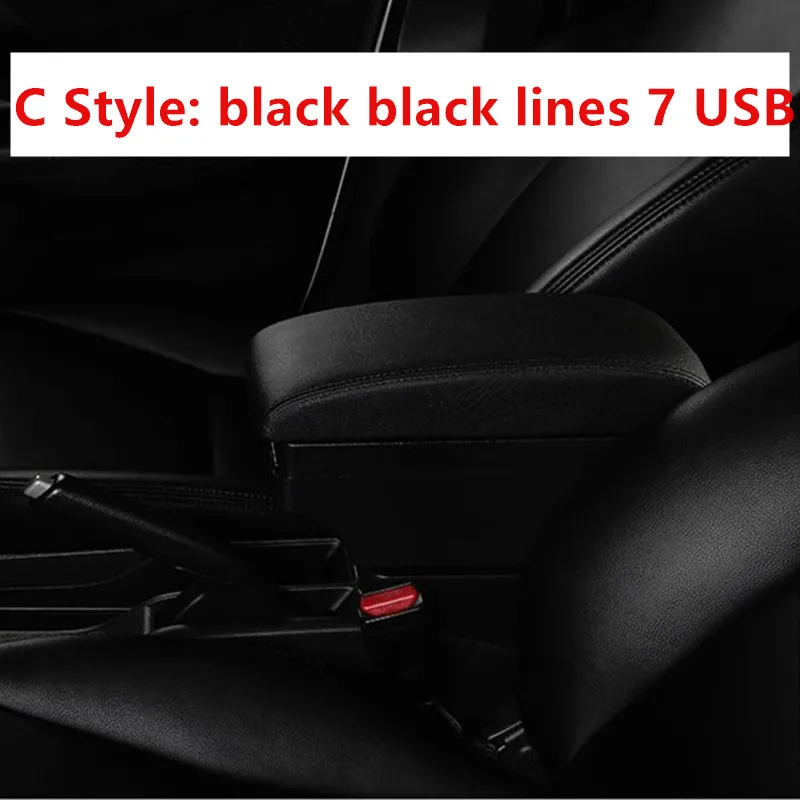 Для Renault clio 2 подлокотник коробка usb зарядка повысить двухслойный - Название цвета: C black black line