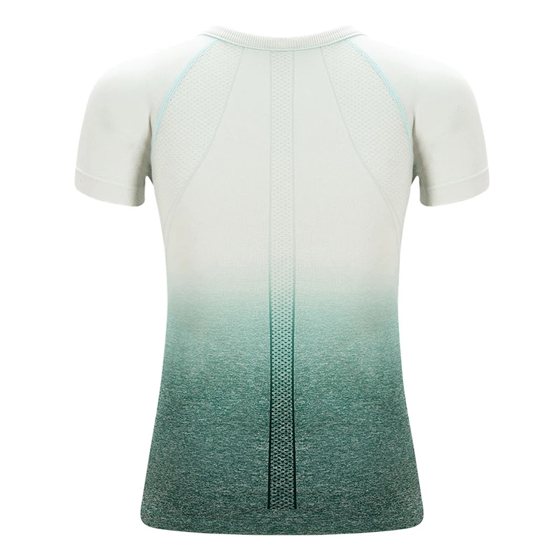Zhangyunuo Ombre бесшовная футболка для йоги с коротким рукавом, футболка для жарки, спортивная одежда, укороченный топ для фитнеса, Женская Спортивная одежда для активного отдыха, футболки для тренировок