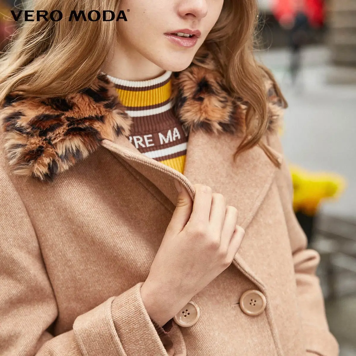 Vero Moda новое шерстяное пальто из овечьей шерсти с леопардовым принтом | 319327536