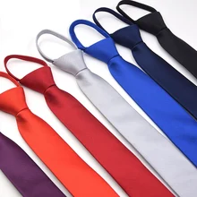 5 см ширина модные однотонные полосатые обтягивающие мужские детские галстуки легко положить эластичный галстук на молнии для школы Вечерние