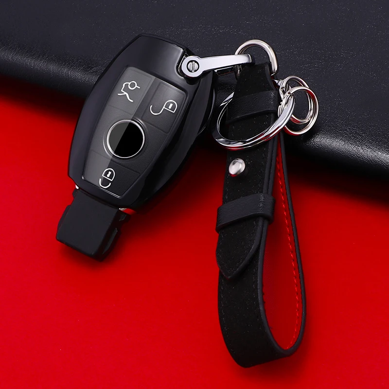 A-black keychain Пластиковый чехол для ключей автомобиля из ТПУ для Mercedes Benz C Class W205 C200/GLA220/GLC260L/GLA A180 A200 A260 A AMG CLUSE, 2 кнопки - Название цвета: A-black keychain