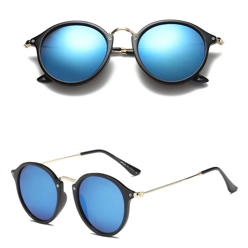 LeonLion, круглые ретро солнцезащитные очки, мужские, фирменный дизайн, модные солнцезащитные очки для мужчин/женщин, Винтажные Солнцезащитные очки, мужские, Роскошные, Oculos De Sol - Цвет линз: BlackBlue