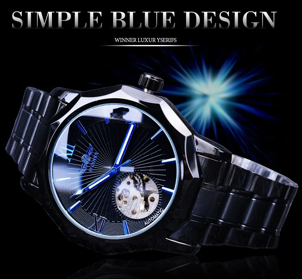 

New Style Winner Europe And America Style Men Fashion Casual Hollow out Mechanical Movement Automatic Machine Watch